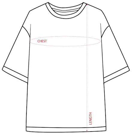 oversized drop shoulder t shirt size chart