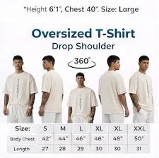 oversized drop shoulder t shirt size chart